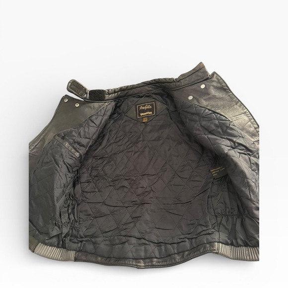 Yamaha Double Riders Womens Black Leather Motorcycle Jacket Sz Small - Picture 10 of 15